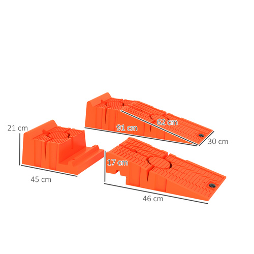 DURHAND 2 PCs Car Ramps Heavy Duty 2.5 Ton Motorhome Levelling Ramps, Plastic Garage Workshop Car Lift, Portable Automotive Vehicle Campervan Car Ramp, Orange