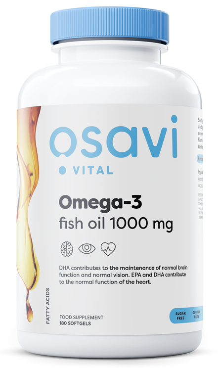 Osavi Omega-3 Olej Rybi 1000mg 180 kapsułek na wsparcie serca i mózgu