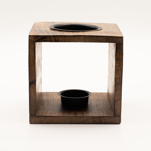 Large Square Mango Wood Oil Burner - Tree of Life