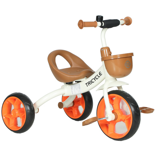 AIYAPLAY Kids Trike, Toddler Tricycle with Front Basket and EVA Wheels for Ages 2-5 Years, Indoor Outdoor for Boys Girls, Orange