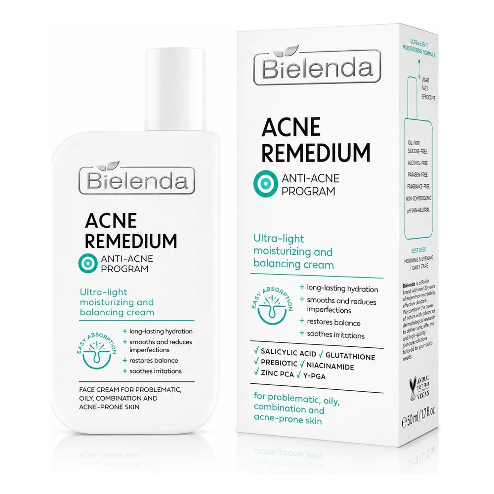 Bielenda Acne Remedium Ultra Lekki Krem Nawilżający i Normalizujący SPF 50 50ml