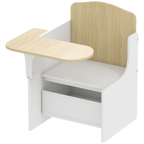 AIYAPLAY Kids Table and Chair Set, Children Desk and Chair with Storage Bins for Playing, Reading, Painting, for Ages 3-5, White