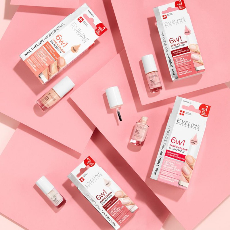 Eveline Nail Therapy Skoncentrowana Odżywka do Paznokci Nadająca Kolor 6w1 Rose 5ml