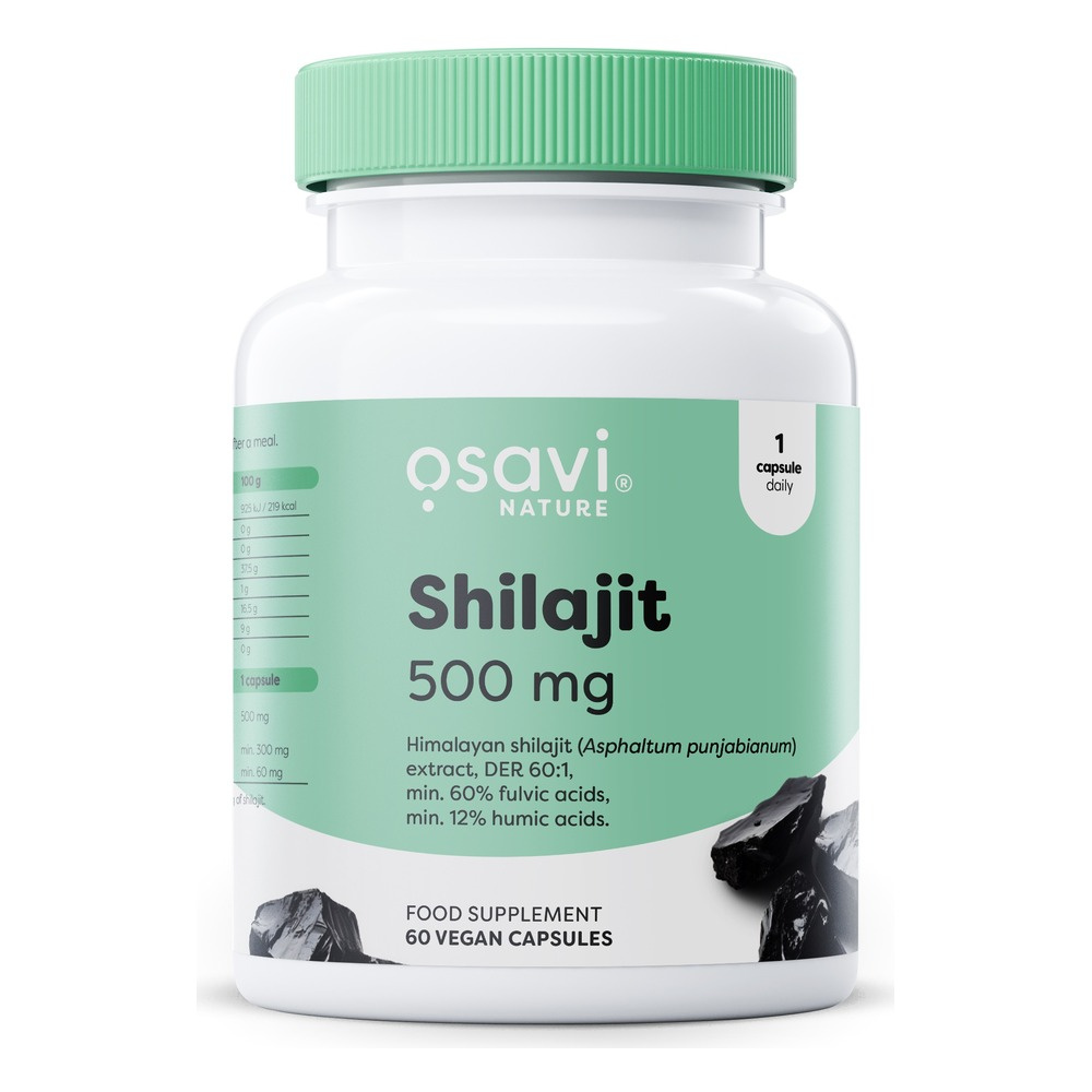 Osavi Shilajit 500mg Standaryzowany Ekstrakt na Kwasy Fulwowe i Huminowe 60 Kapsułek