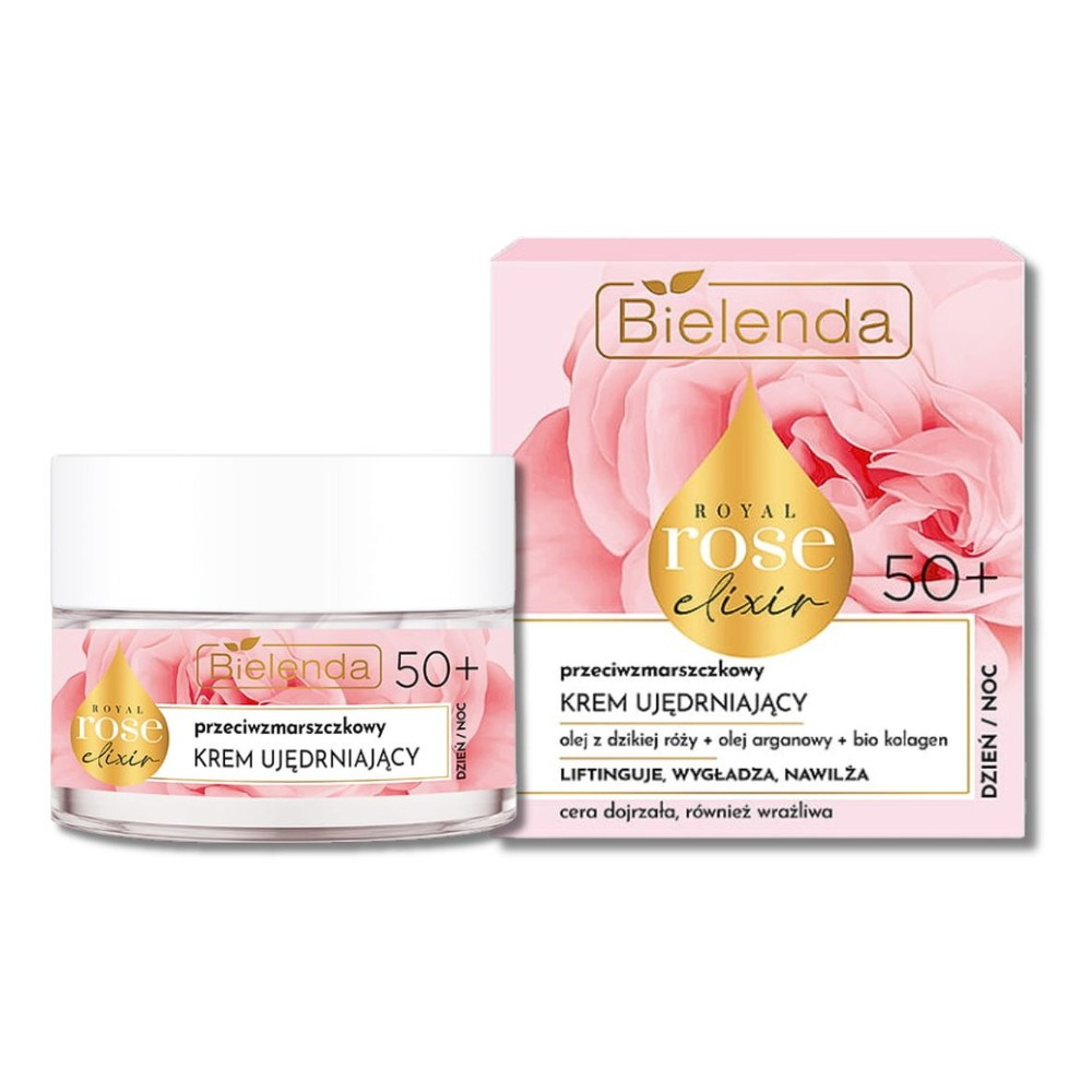 Bielenda Royal Rose Elixir Przeciwzmarszczkowy Krem Ujędrniający do Twarzy dla Skóry Dojrzałej i Wrażliwej na Dzień i na Noc 50+ 50 ml