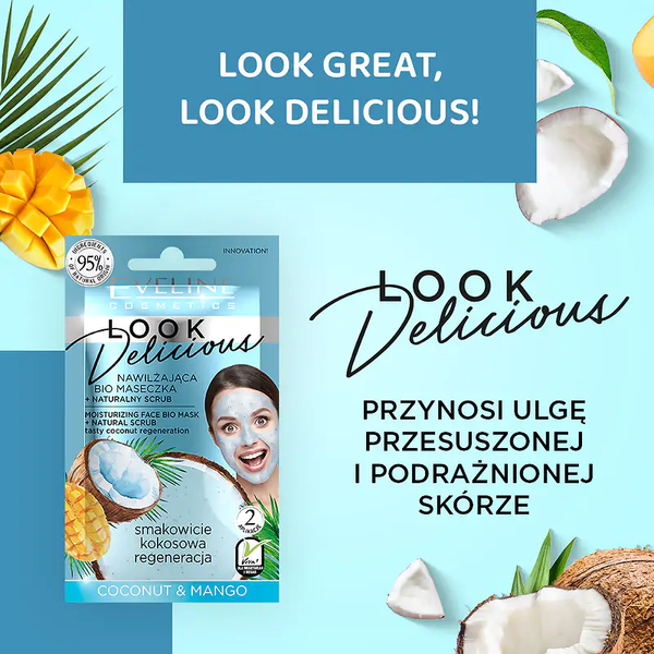 Eveline Look Delicious Moisturizing Face Mask with Bio Coconut and Mango 10ml