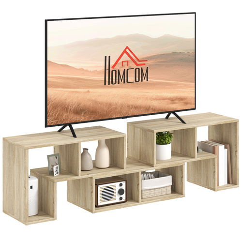 HOMCOM Three-Block Modular TV Stand - Grey Wood-Effect