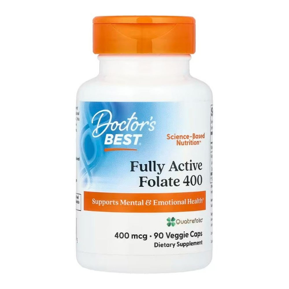 Doctor's Best Fully Active Folate 400 with Quatrefolic, 400mcg Capsules 90 vcaps