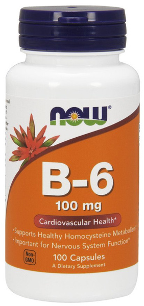 Now Foods Vitamin B-6 100mg Supports Nervous System 100 Capsules