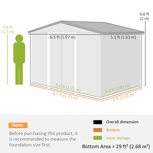 Outsunny 6.5 x 5ft Metal Garden Shed, House Hut Gardening Tool Storage with Ventilations, Sliding Door, Sloped Roof for Garden, Patio, Brown