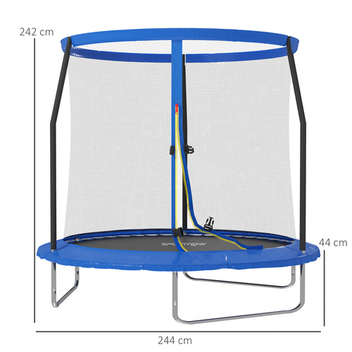 SPORTNOW 8ft Trampoline with Safety Enclosure Net, Steel Frame Outdoor Trampoline, with Edge, Safety Cover