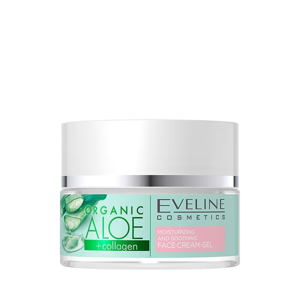 Eveline Organic Aloe + Collagen Light Vegan Cream Gel Moisturizing Soothing Face 50ml