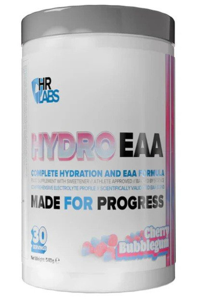 HR Labs HydroEAA EAA Supplement with Electrolytes for Hydration and Recovery Cherry Bubblegum 540g