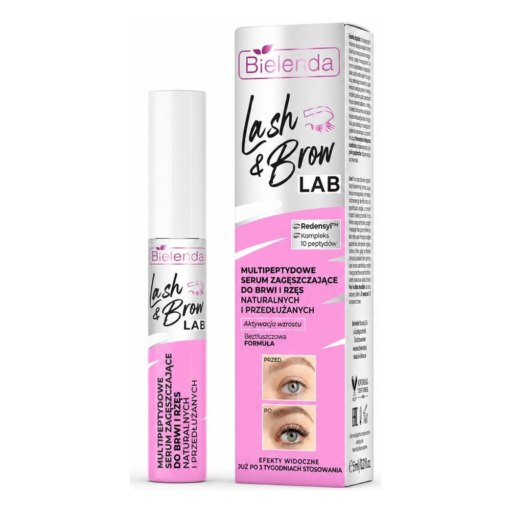 Bielenda Lash & Brow Lab Serum Multi-Peptydowe Zagęszczające do Naturalnych i Przedłużanych Rzęs oraz Brwi 5ml
