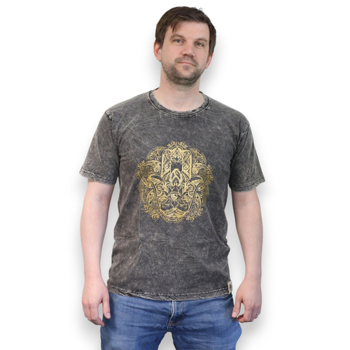 Medium Stone Washed T-Shirt - Hamsa - Dark Grey
