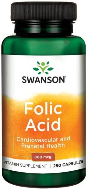 Swanson Folic acid - 800mcg, 250 capsules