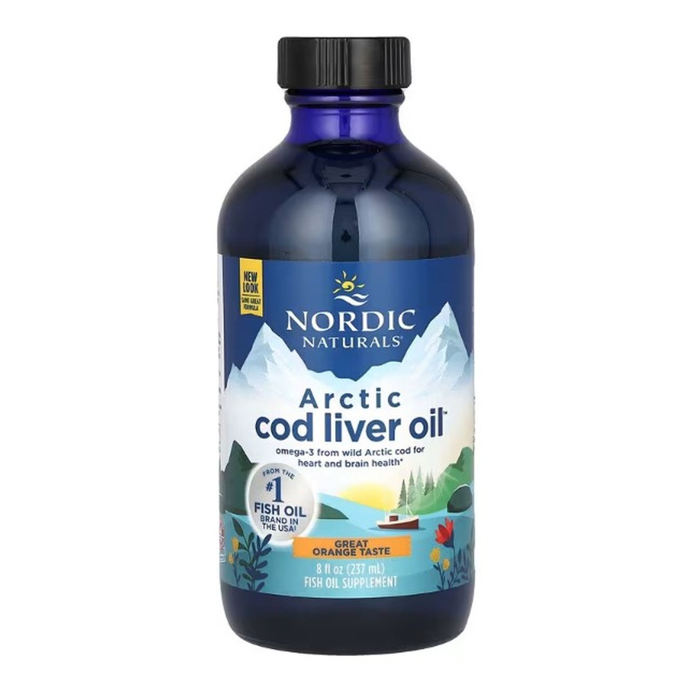 Nordic Naturals Arctic Cod Liver Oil 1060mg Wspomaga Układ Odpornościowy Pracę Mózgu i Serca Smak Pomarańczowy 237ml