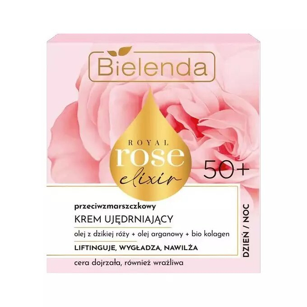 Bielenda Royal Rose Elixir Przeciwzmarszczkowy Krem Ujędrniający do Twarzy dla Skóry Dojrzałej i Wrażliwej na Dzień i na Noc 50+ 50ml