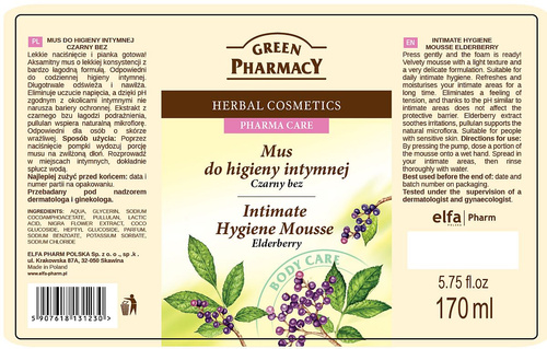 Green Pharmacy Mus do Higieny Intymnej Czarny Bez 170ml