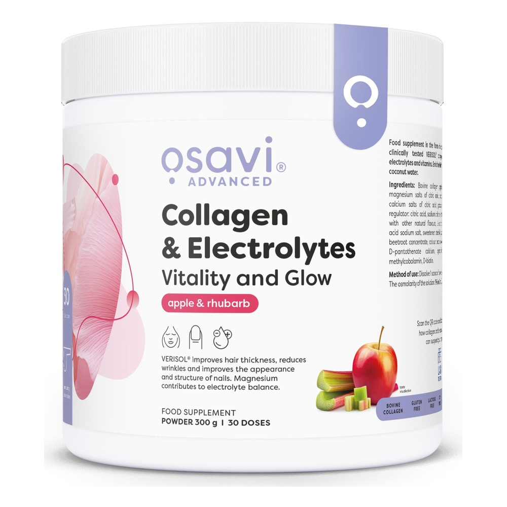 Osavi Kolagen & Elektrolity Witalność i Blask Jabłko - Rabarbar 300g