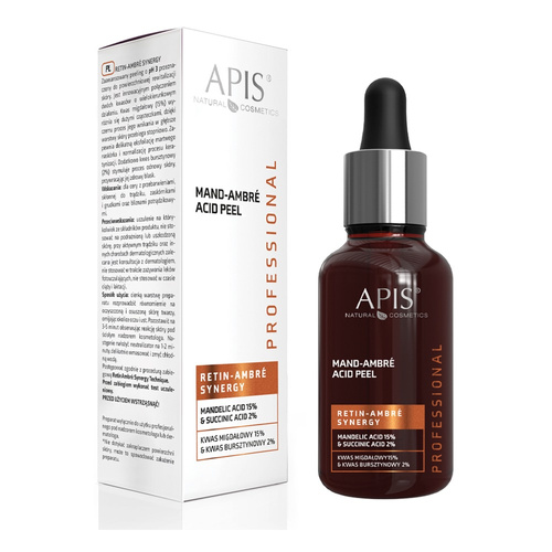 Apis Professional retin Ambre Synergy Mand- Ambre Acid Peel Kwas Migdałowy 15% & Kwas Bursztynowy 2% dla Skóry z Przebarwieniami Skłonnej do Trądziku 30ml