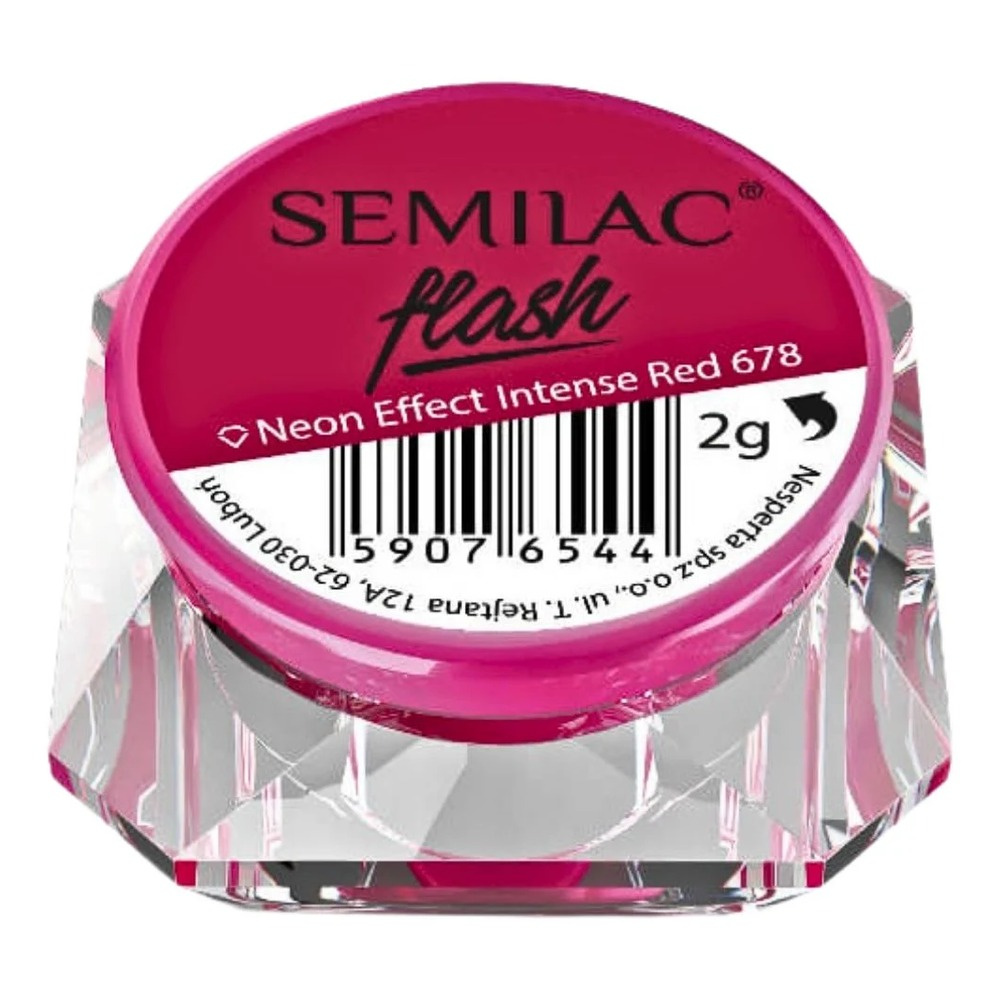Semilac Flash Neon Effect - 678 Intense Red Nail Powder 2g