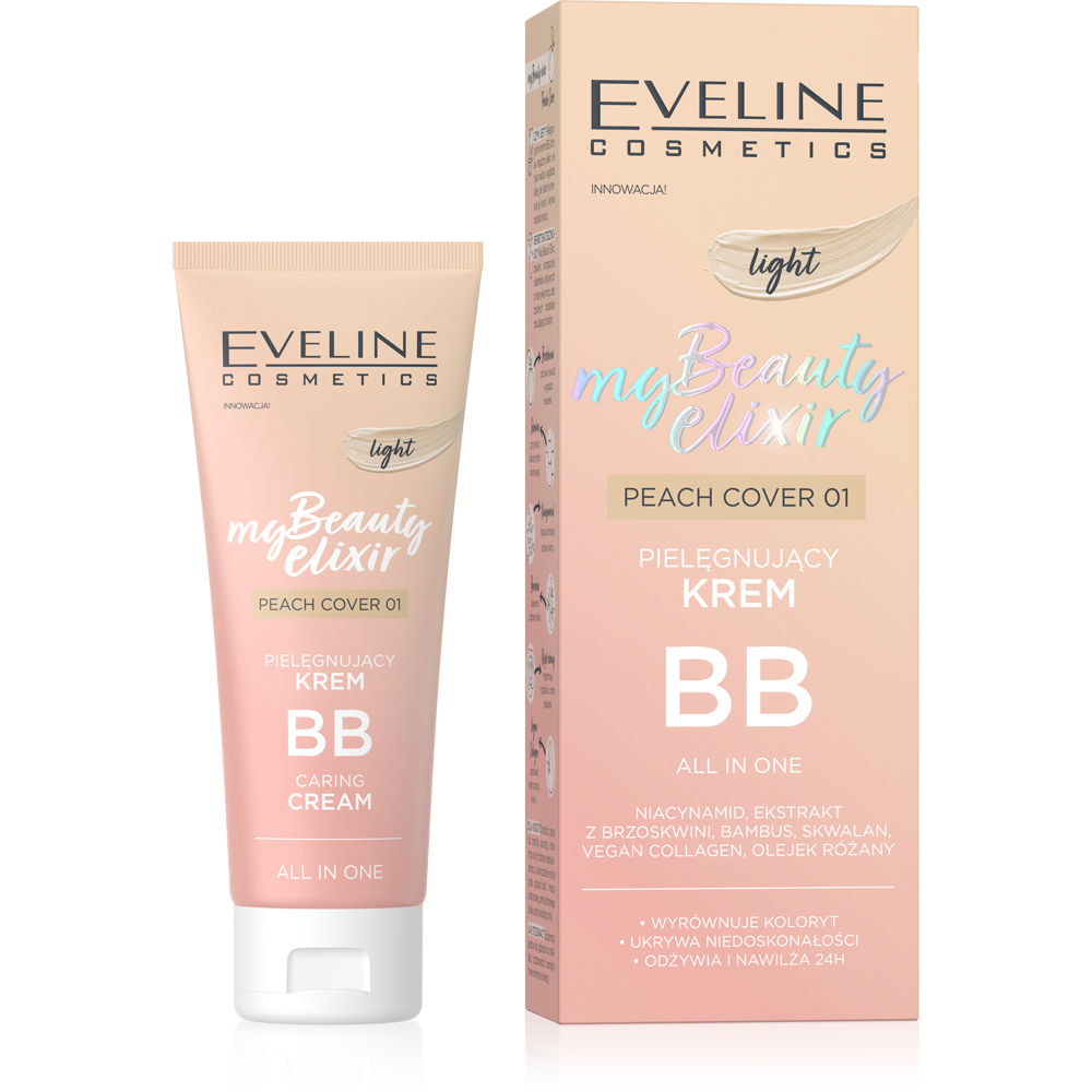  Eveline My Beauty Elixir Pielęgnujący Krem BB All In One Light Peach Cover Nr 1 30ml