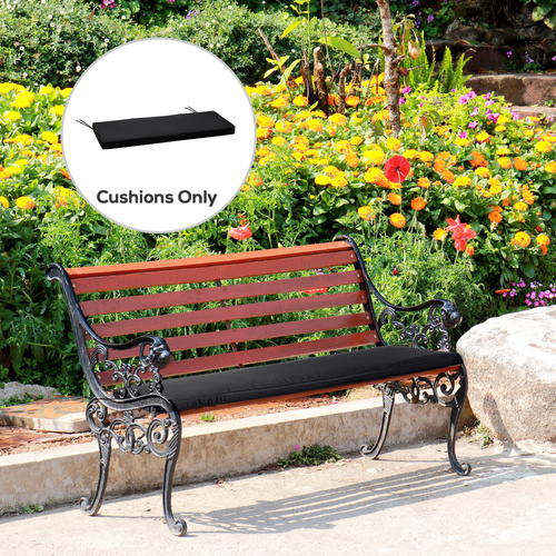 Outsunny 2-Seater Garden Bench Cushion with Ties, Swing Chair Cushion, Replacement Cushion for Outdoor Furniture, 110 x 46 cm, Black
