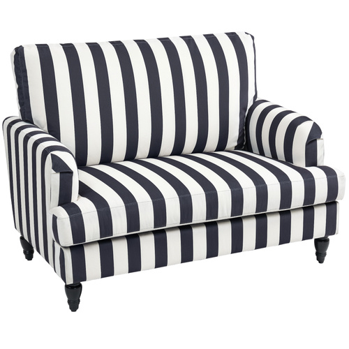HOMCOM Modern Cuddle Chair, Velvet Single Sofa Armchair with Stripe, Turned Legs and Wide Seat, Upholstered Snuggle Chair for Living Room, Bedroom, Black and White