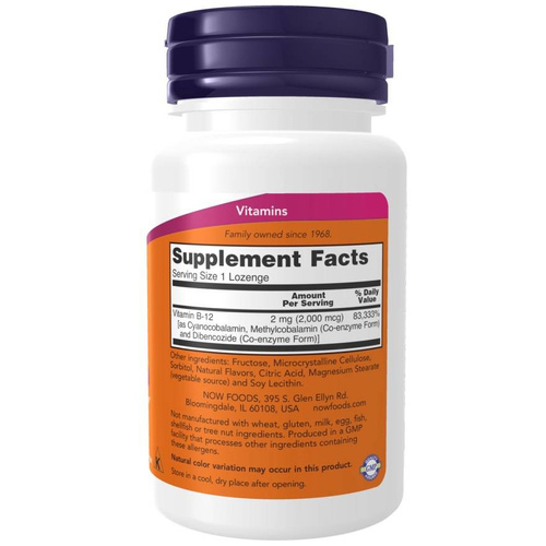 Now Foods Vitamin B-12 2000mcg Wspomaga Układ Nerwowy i Odpornościowy 100 Tabletek