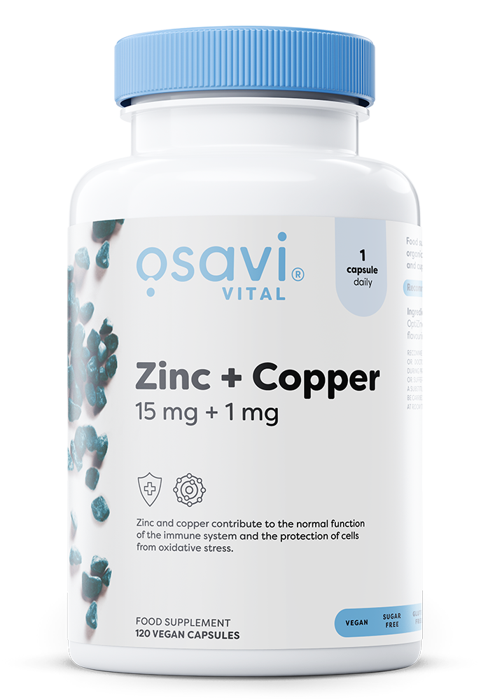 Osavi Cynk + Miedź 15mg + 1mg 120 wegańskich kapsułek