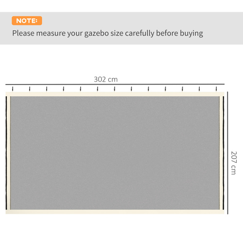 Outsunny 302 x 207cm Universal Replacement Mesh Sidewall Netting for Patio Gazebos and Canopy Tents, (Sidewall Only) Cream White