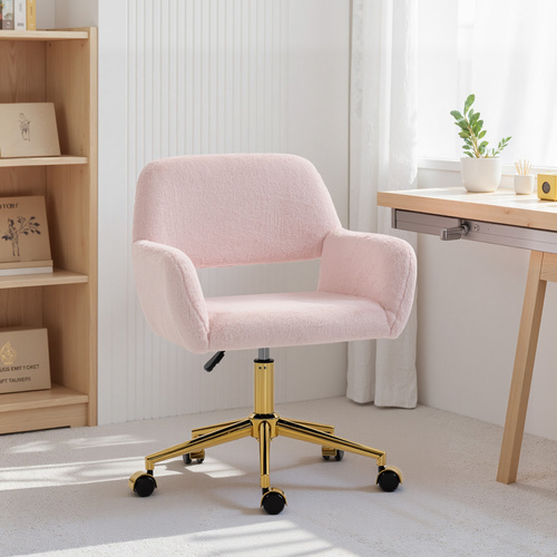 HOMCOM Faux Fur Rabbit Chair - Light Pink