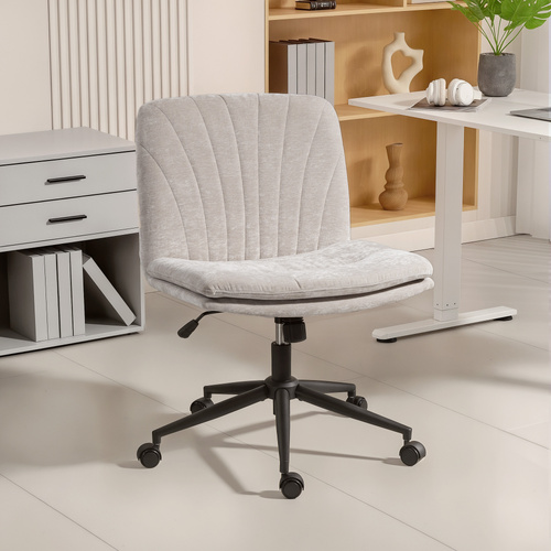HOMCOM Criss Cross Chair with Wheels, No Arms - Beige