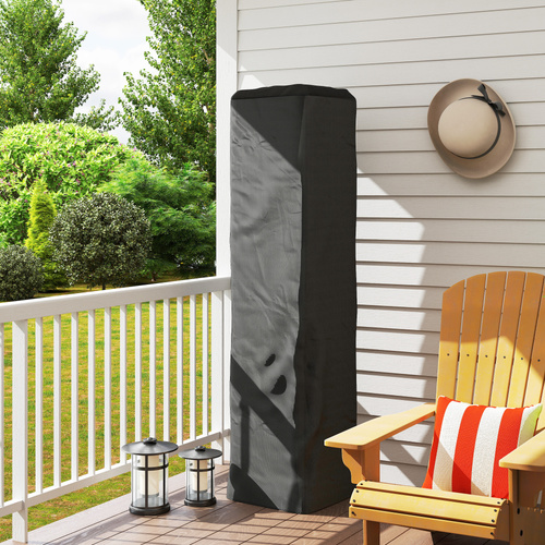 Outsunny Heavy Duty Gas Pyramid Patio Heater Cover, Full Length Outdoor Heater Cover Protector, UPF 30+ Oxford Fabric with Zipper, Black