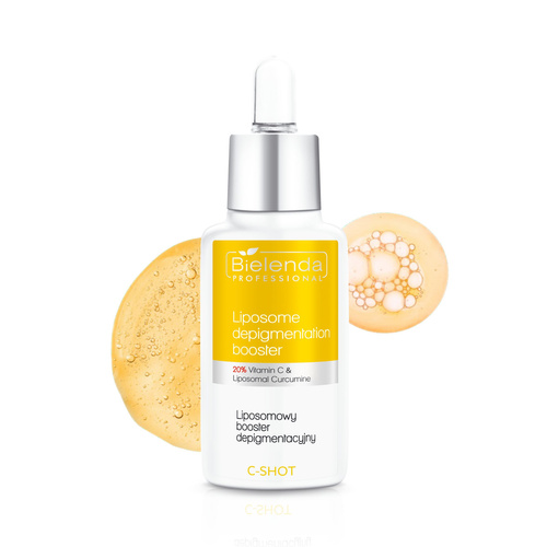 Bielenda Professional C-Shot Liposomowy Booster Depigmentacyjny 20% Witaminy C i Liposomowa Kurkumina dla Skóry Dojrzałej 30ml