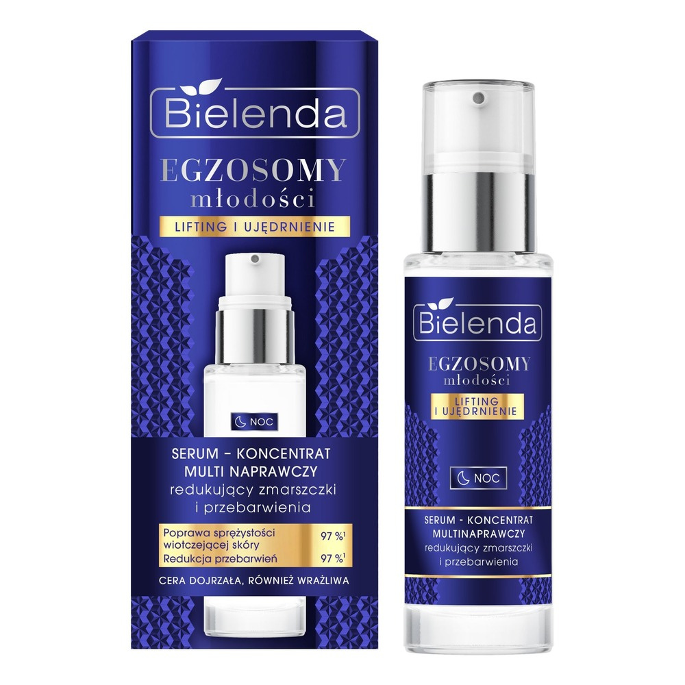 Bielenda Exosomes of Youth Serum - Koncentrat Multi Naprawczy na Noc Redukujący Zmarszczki i Przebarwienia dla Skóry Dojrzałej 30ml
