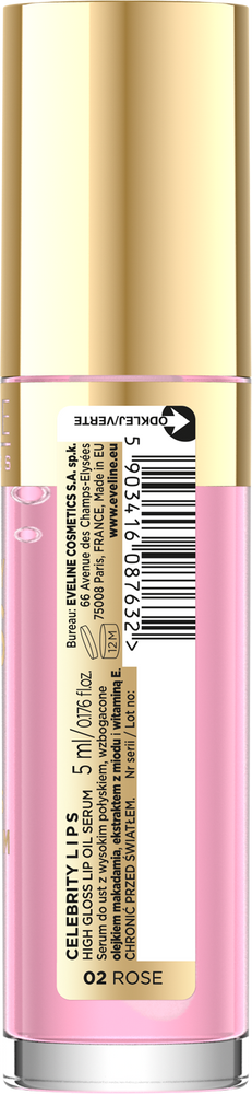 Eveline Celebrity Lips Oil - Lip Serum No. 02 Rose Honey Extract 5 ML