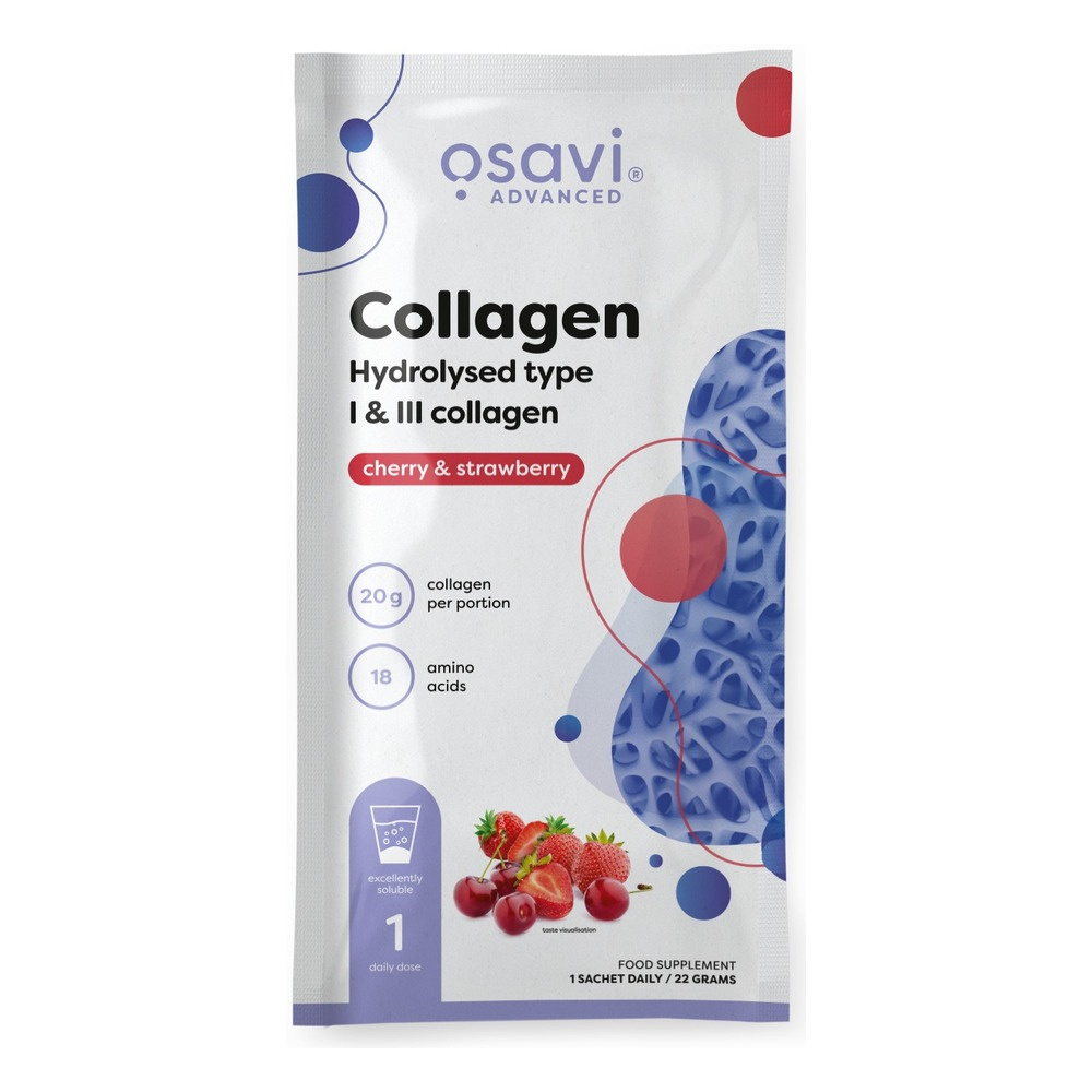 Collagen Hydrolysed Type I & III, Cherry & Strawberry - 22g (1 serving)