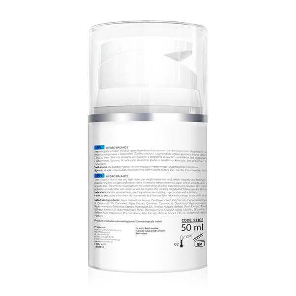 Apis Hydro Balance Home TerApis Intensywnie Nawilżający Krem z Kwasem Hialuronowym dla Każdego Rodzaju Skóry  50ml
