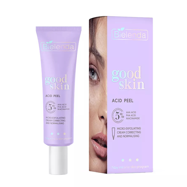 Bielenda Good Skin Acid Peel Mikrozłuszczający Krem Korygująco-Normalizujący z Kwasami AHA PHA i Niacynamidem 50ml