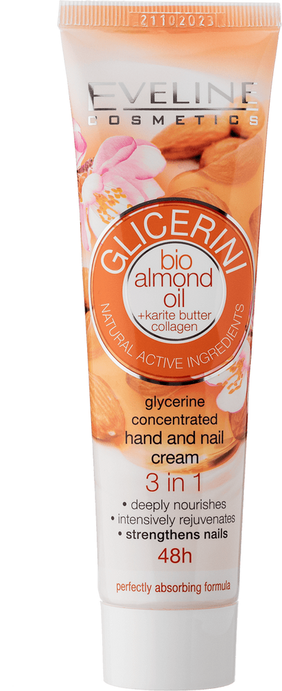 Eveline Glicerini Concentrated Nourishing Hand and Nail Cream with Bio Almond Oil 100ml
