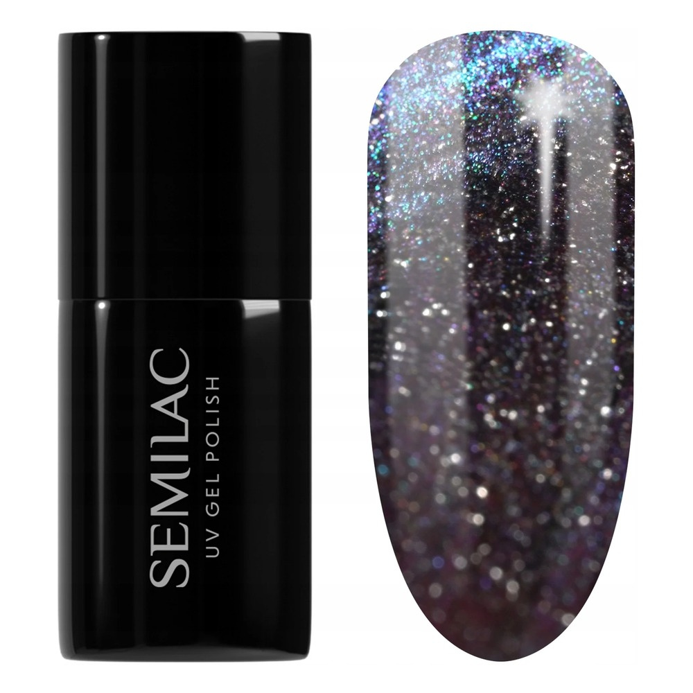 Semilac Galaxy Flash Hybrid Gel Polish Cat Eye Effect 828 Grey Holo 7ml