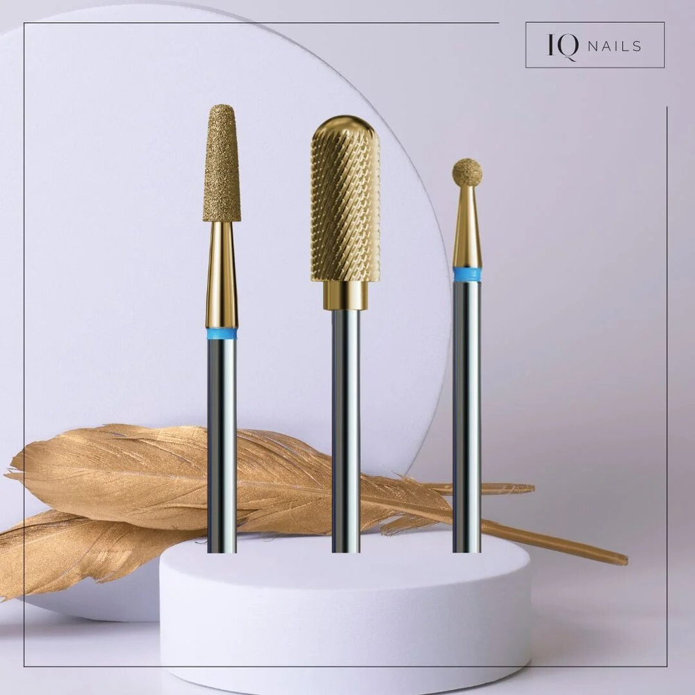 IQ Nails Home Spa Gold Drill Bits Pakiet Gold 3 Frezów