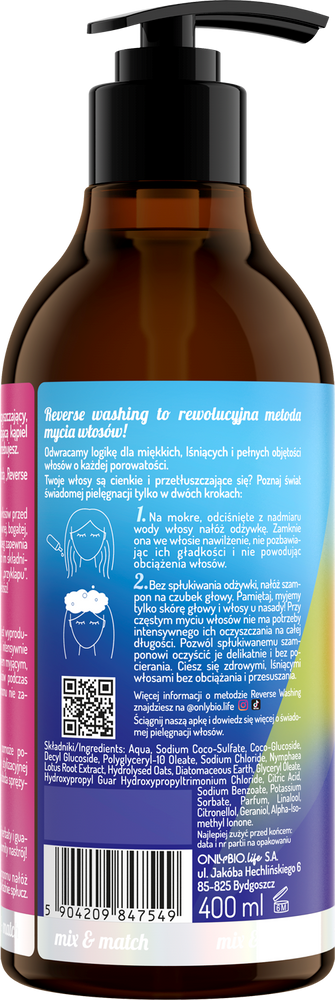 OnlyBio Reverse Washing Szampon Mocny Dogłębnie Oczyszczający 400ml