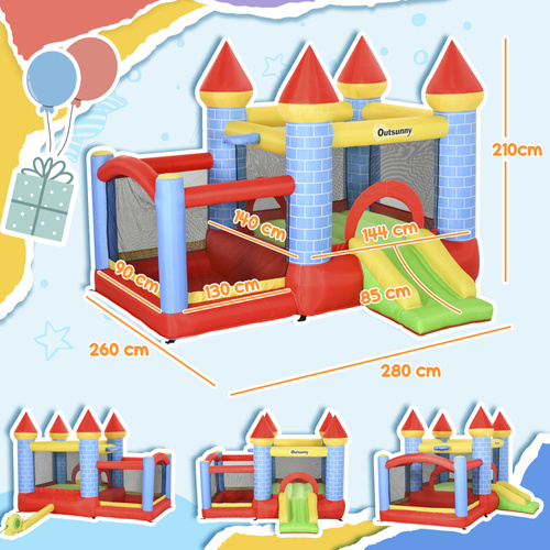 Outsunny Kids Bounce Castle Inflatable Trampoline Slide Pool Basket for Kids Age 3-10, 3 x 2.75 x 2.1m