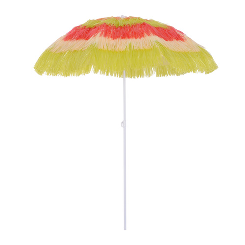 Outsunny 1.6m Garden Hawaii Parasol, Patio Beach Sun Umbrella Sunshade Hawaiian Folding Tilting Crank Parasol (Multicolour)