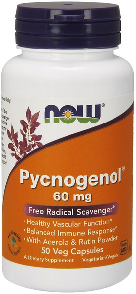 Now Foods Pycnogenol with Acerola & Rutin Powder 60mg Wsparcie Odporności 50 Kapsułek