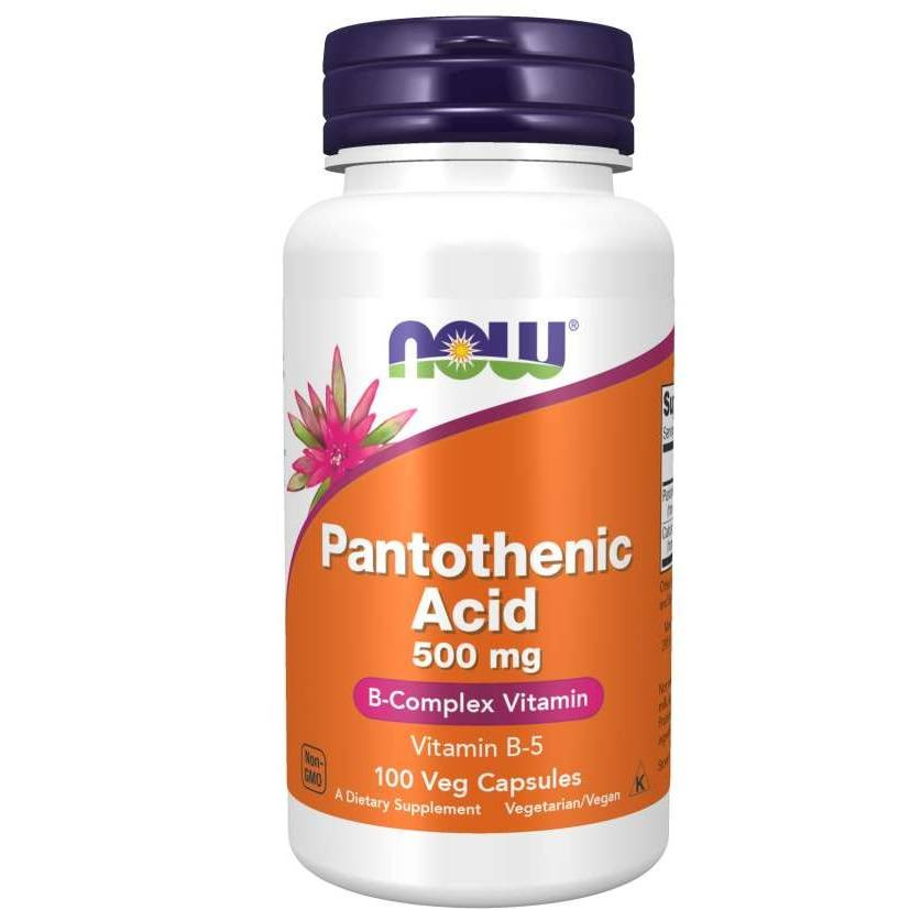 Now Foods Pantothenic Acid 500mg Wspomaga Metabolizm Energetyczny 100 Kapsułek