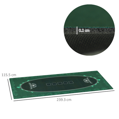 SPORTNOW Professional Poker Mat, 12-Player Water-resistant Poker Table with Felt Surface, Carry Bag, Green